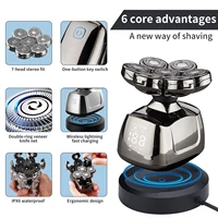 6 In 1 Electric Razor Wet Dry Cordless Skull Shavers 7D Floating Rechargeable Bald Head Shaver Electric Head Face Shaver 2