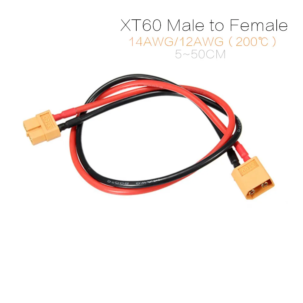 Xt60 Mâle Femelle Pack Connecteurs XT60 Mâle/Femelle Avec Fil - Lot De 5 Paires - 14 AWG - Pour Batteries LiPo RC Soudure Modèle Réduit