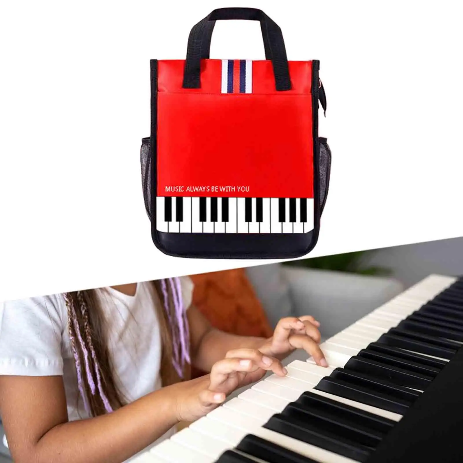 

Piano Bag Oxford Cloth Piano Accessories Zipper Waterproof Music Book Bag Handbag for Music Teacher Kids Women Musician Gifts