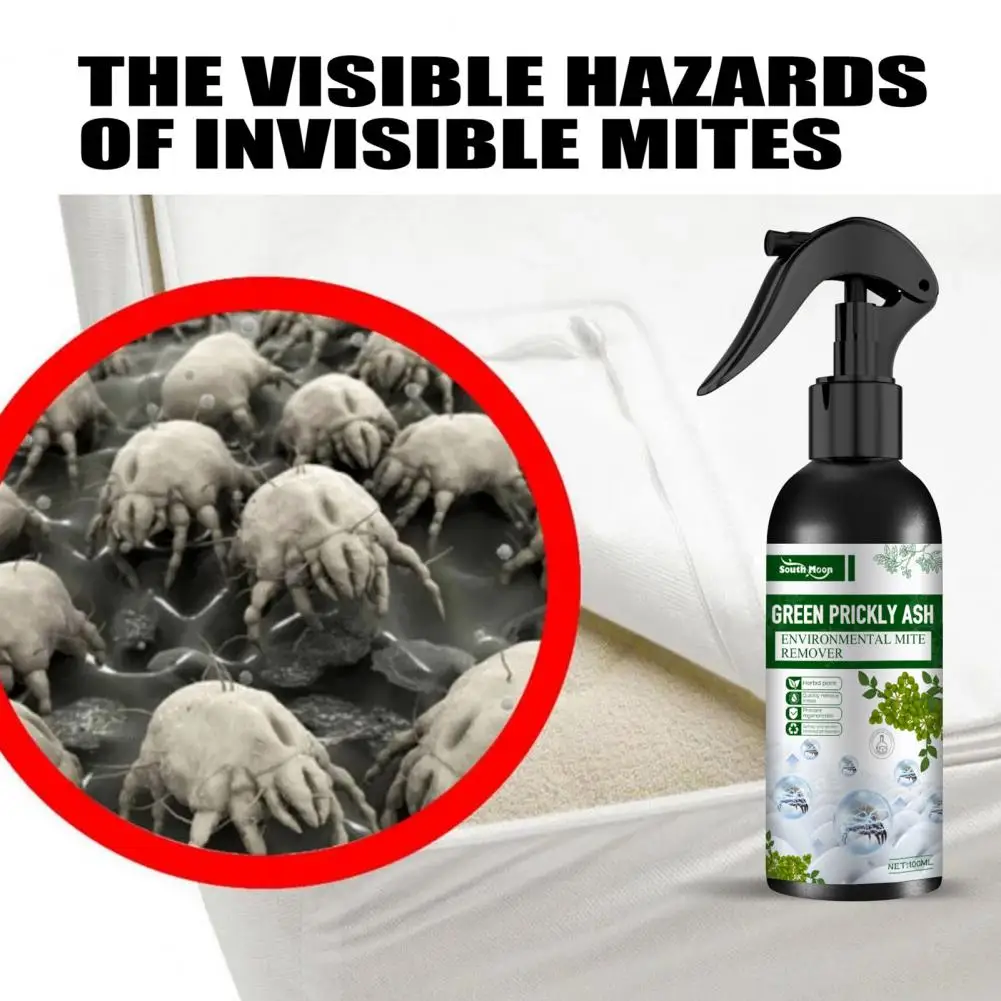 100g Natural Mite Killer Spray Eco-friendly Mite Removal Anti-leaking Green Prickly Ash Removing Spray Household Supplies