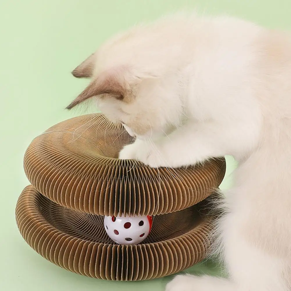

Cat Scratching Board Durable Scratch-resistant Transformable Shape Cat Climbing Frame Accordion Scratcher Toy for Indoor