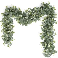 2pcs/1pc 6' Artificial Eucalyptus Garland Faux Greenery Eucalyptus Leaves Vines For Wedding Backdrop Arch Home Party Decor 3