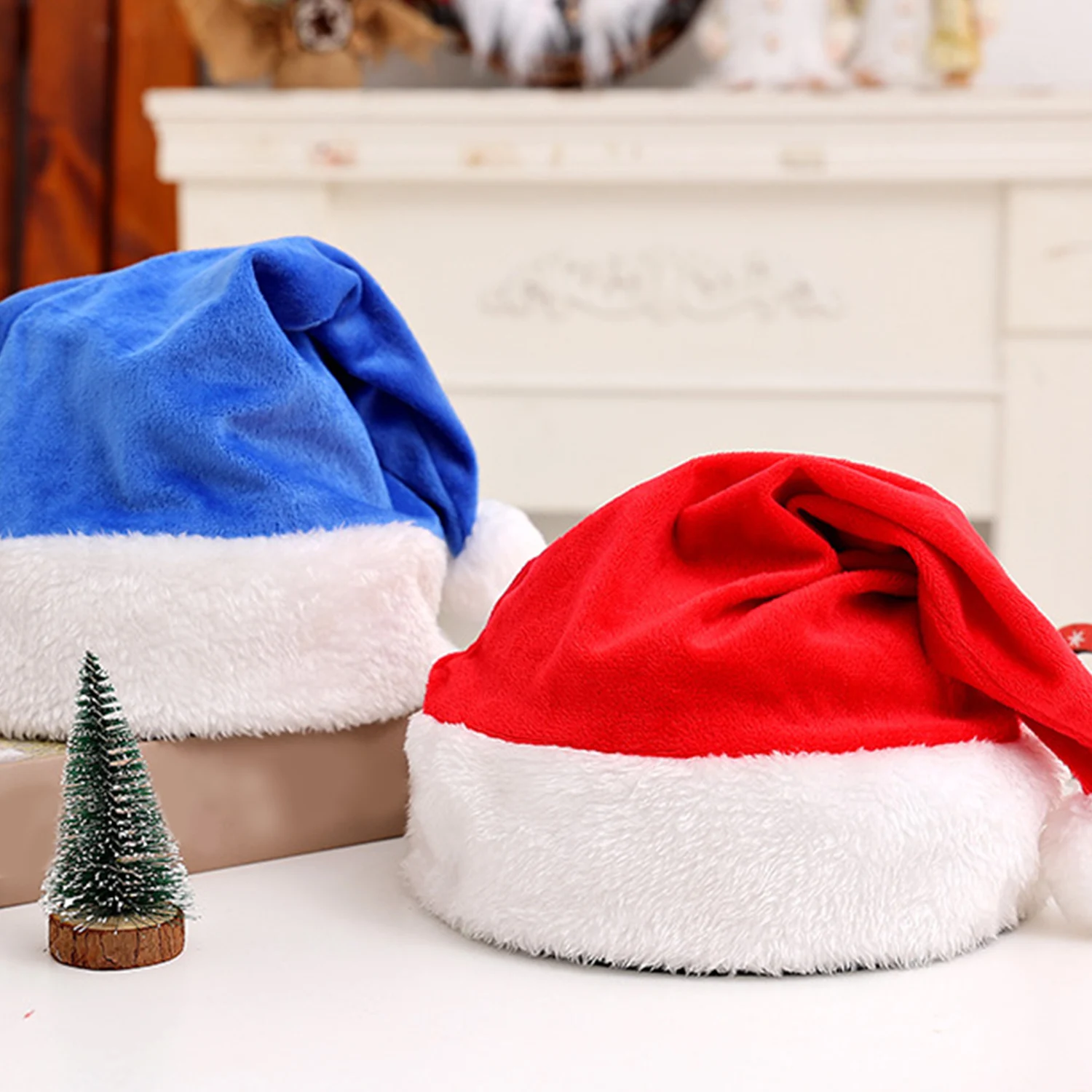 

Рождественские шапки, новогодняя утепленная плюшевая шапка, шапка для взрослых и детей, рождественские украшения для дома, подарки Санта-Клаусу, теплая зимняя шапка
