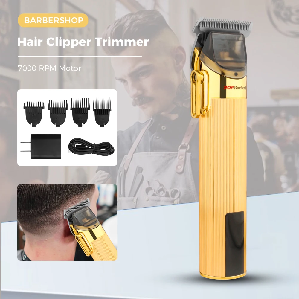 

Триммер для стрижки POP Barbers P180, электрическая машинка для стрижки волос для мужчин, металлический корпус, 7000 об/мин, с ЖК-дисплеем, инструменты для парикмахера
