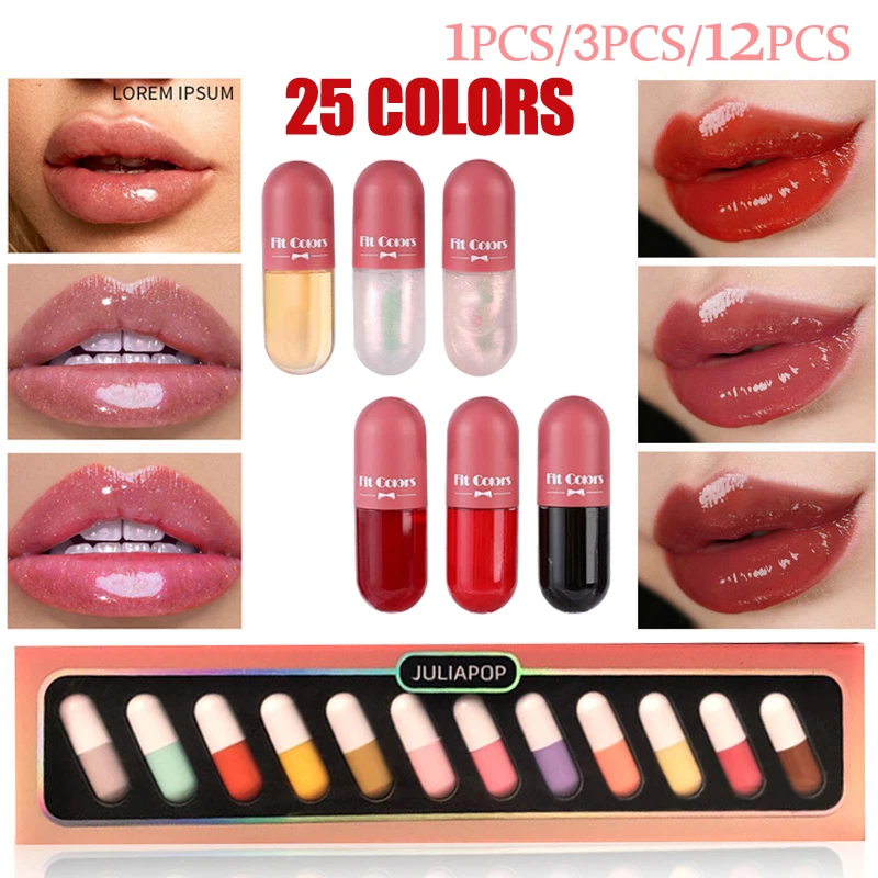 25 Colors New Mini Capsule Lipstick Set Waterproof Nonstick Cup Carry Pill Lipstick Novelty