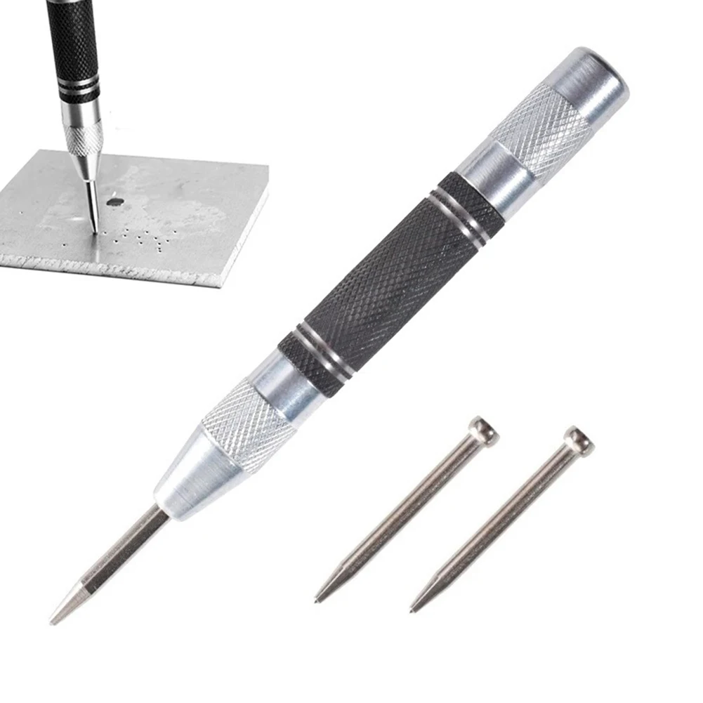 

Automatic Centre Punch And 2pc Needles Adjustable Spring Loaded Metal Drill Toolfor Steel Wood Metal Glass Press Marking