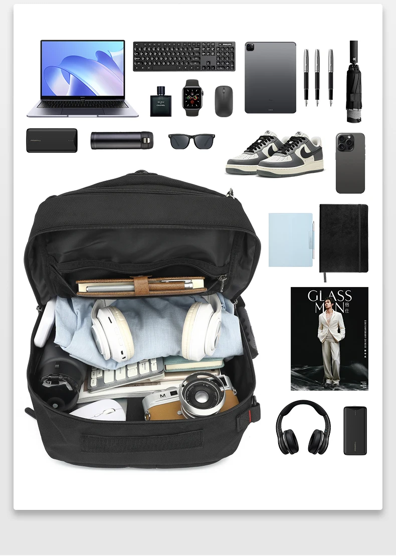 Herren-Rucksack für Reisen mit Großer Kapazität, Business-Reisetasche, Wasserdichter Outdoor-Wanderrucksack, Freizeitrucksack – Detail 6