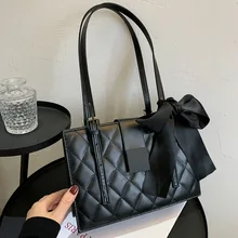 

Ladies Fashion Luxury Brand Design Bow Ribbon Metal Buckle Party Date Shoulder Handbag Large Capacity Shopping Travel Tote Bag