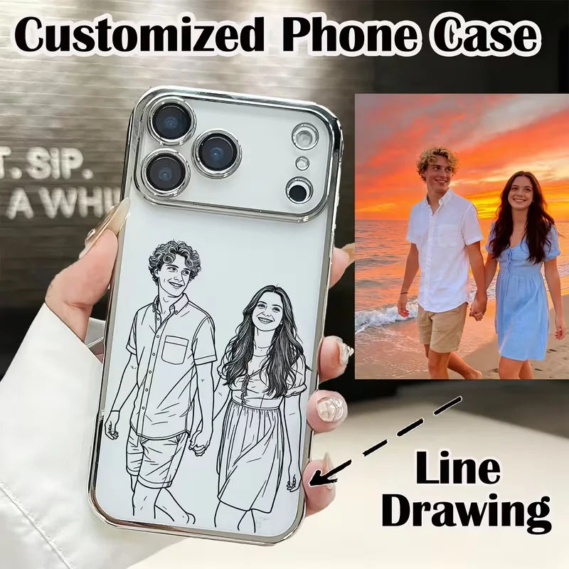 Personalized Customized Photo Sketch Lines Personalized Plating Transparent TPU Case thumbnail 8