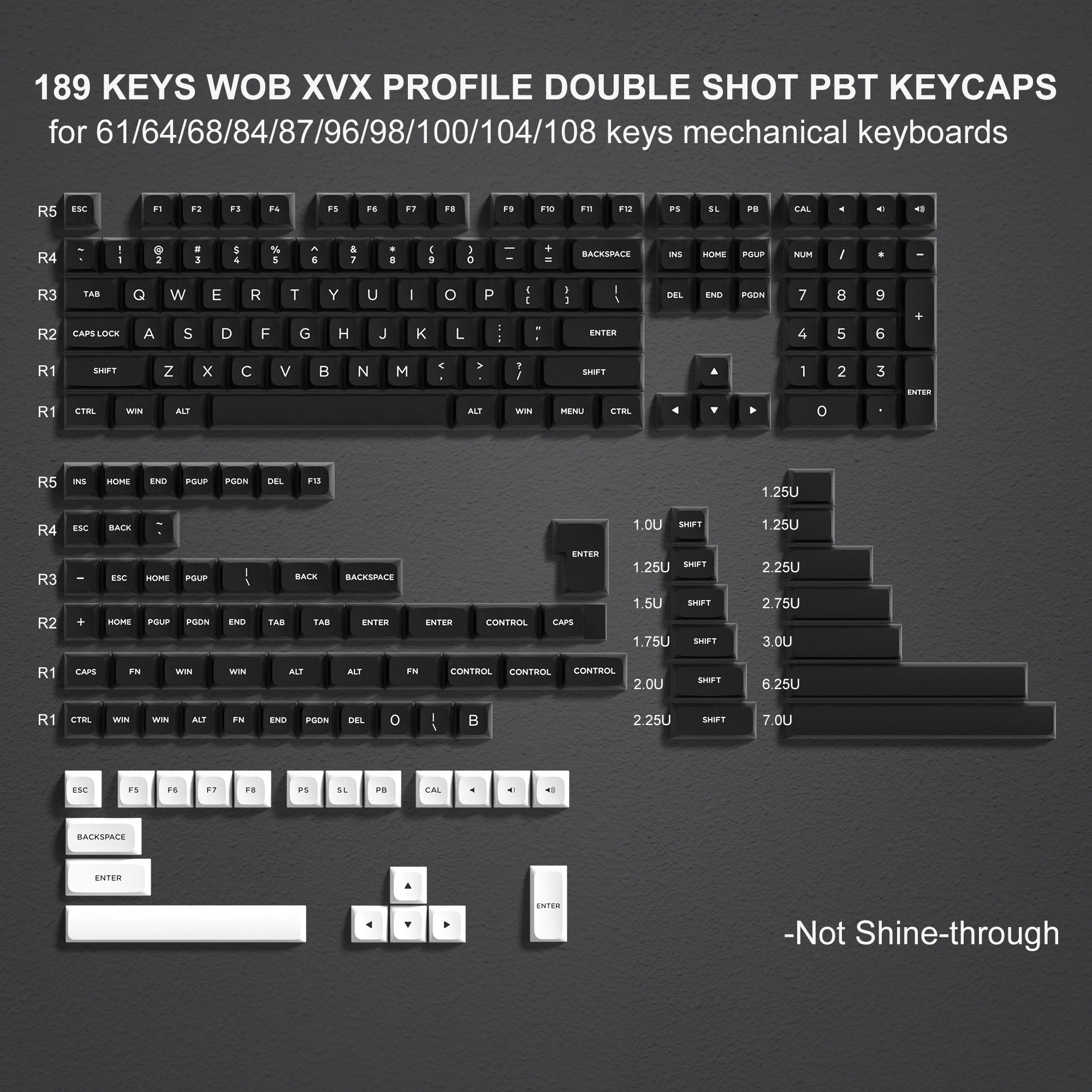 Custom Double Shot Pbt Keycaps Perfil Xvx Teclado Wob Cherry Gateron Interruptor mx Teclados Mecânicos Gaming 189 Chaves