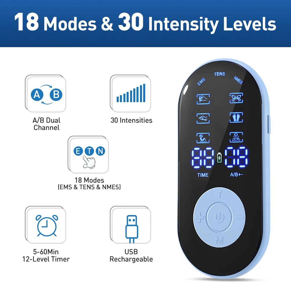 18 Modes 30 Levels Muscle Stimulator Electric Ems Acupuncture Body Massage High-Frequency Physiotherapy Device