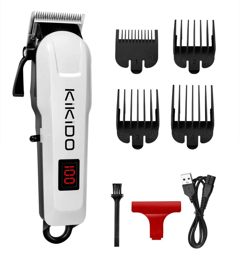 KIKIDO Profesjonalna maszynka do strzyżenia Hine Akumulatorowa maszynka do strzyżenia fryzjerskiego z bezprzewodową maszynką do strzyżenia włosów LCD dla mężczyzn KK-809A_voghion.com