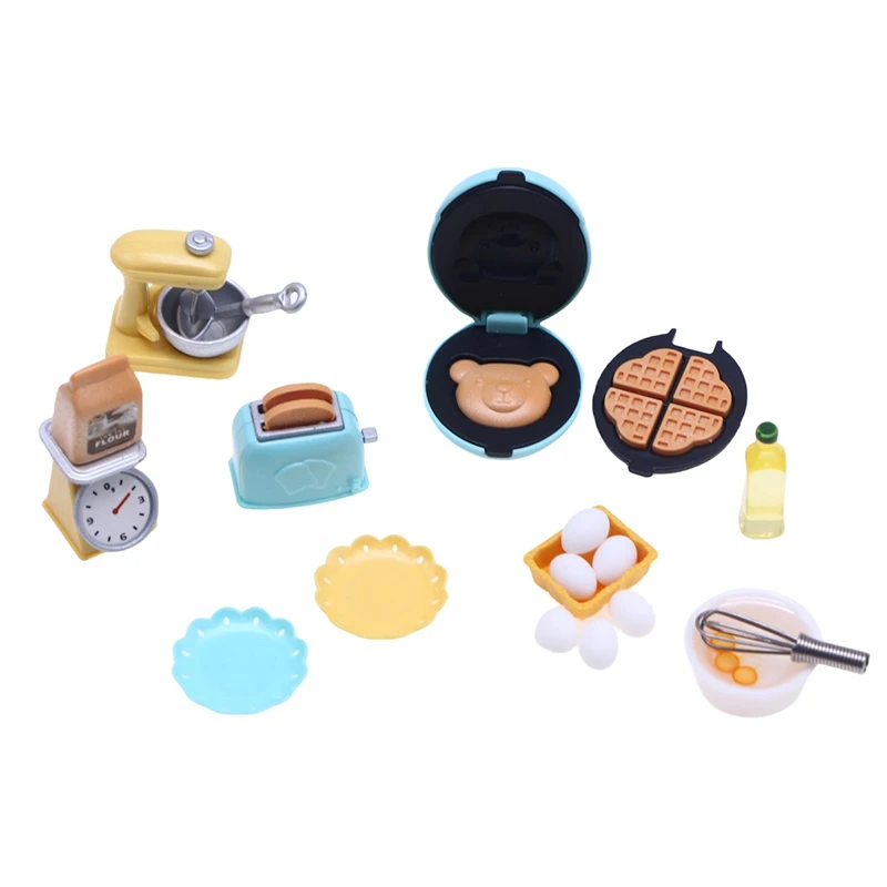 

1Set Dollhouse Miniatures Simulation Kitchen Cooking Props Miniature Food Play Scene Mini Whisk Waffle Oven Model Baking Tools