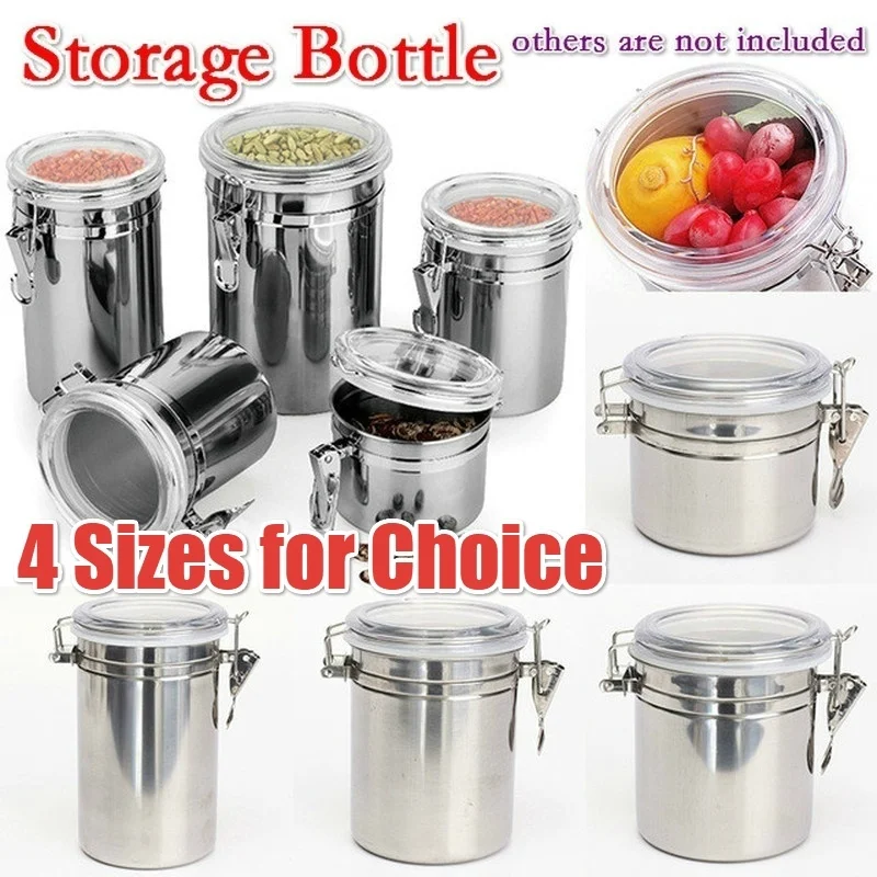 Stainless Steel Storage Bottle Coffee Powder Sugar Container Airtight Can Holder 1 Pcs