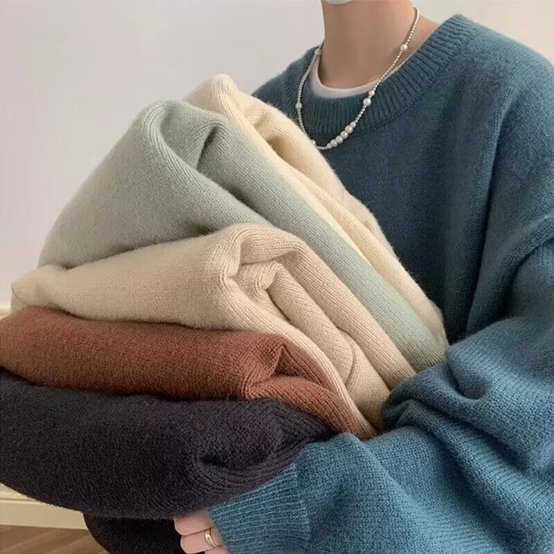

Harajuku Solid Sweater Couple Vintage Knitwear 2024 Spring Autumn New Korean Fashion Preppy Style Casual Loose Sweater Trend