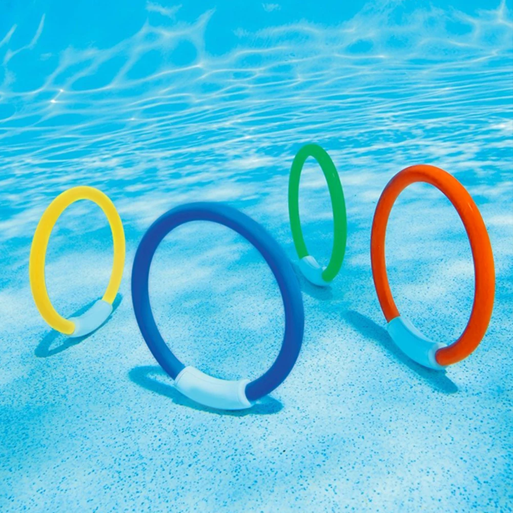 4pcs Diving Rings, Underwater Swimming  Sinking Pool Toy Rings For Kid Children swimming pool for adults  albercas adults kids swimming arm rings inflatable arm float safety swimming wing water armbands for learning swim water sports accessory