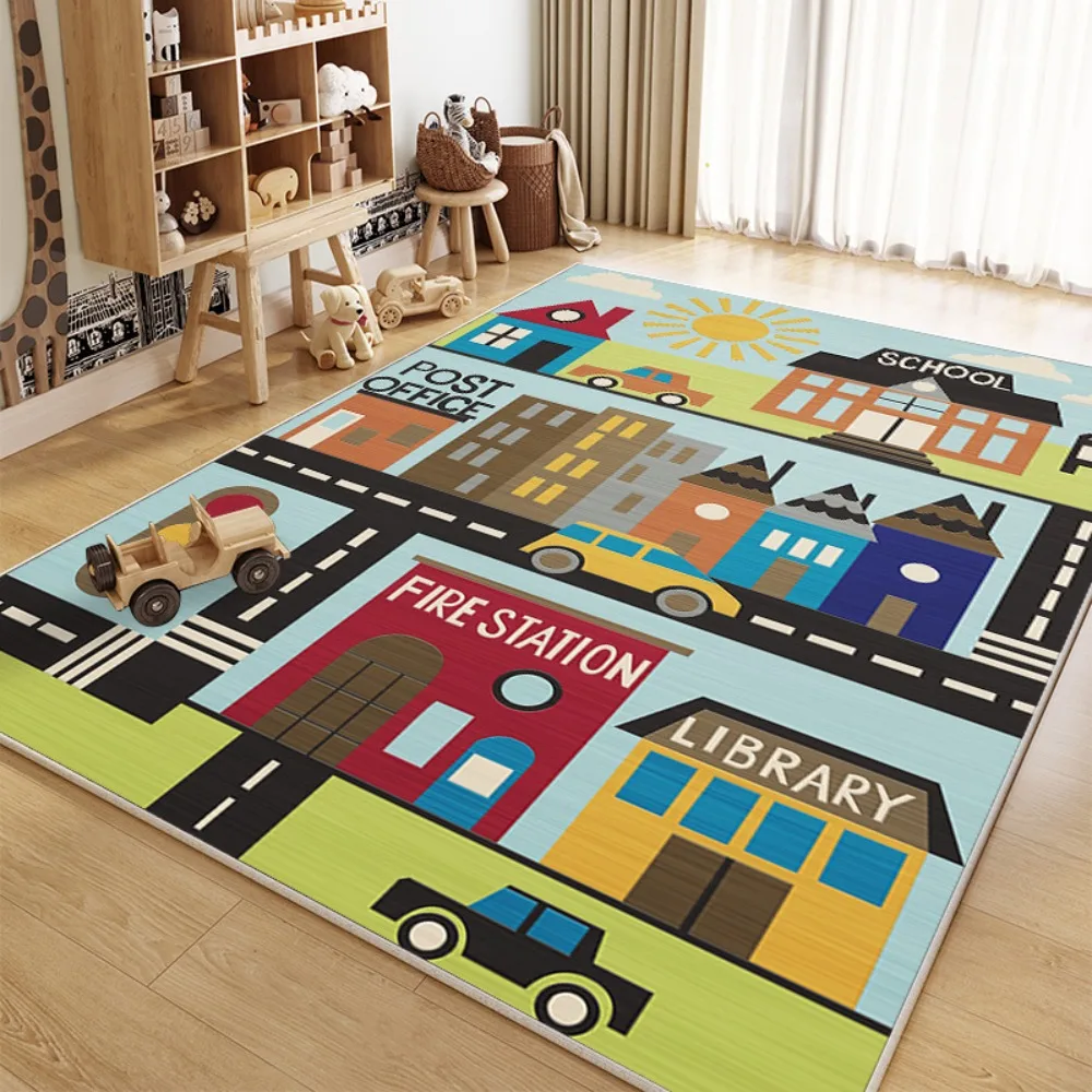 1 Piece 80x120cm Baby Play Mat Children's Anti-fall Crawling Mats Anti-slip Game Playmats Puzzle City Traffic Track Toys Carpets