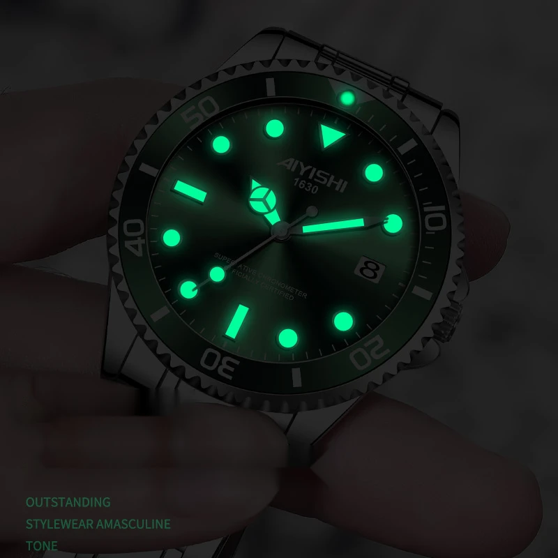 Quartz Men's Watch Green Dial Automatic Style Water Resistant_voghion.com