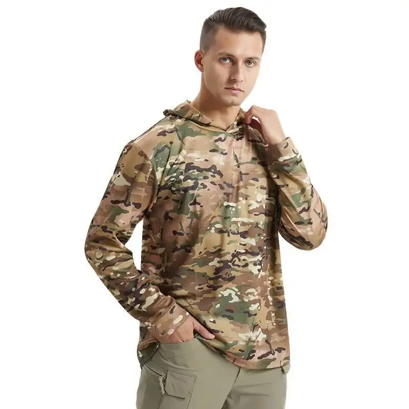 위장 셔츠 사냥 낚시 긴팔 햇빛 가리개 셔츠 탑 신축성 루즈핏 아웃도어 캐주얼 정글 카모 티셔츠 신상품