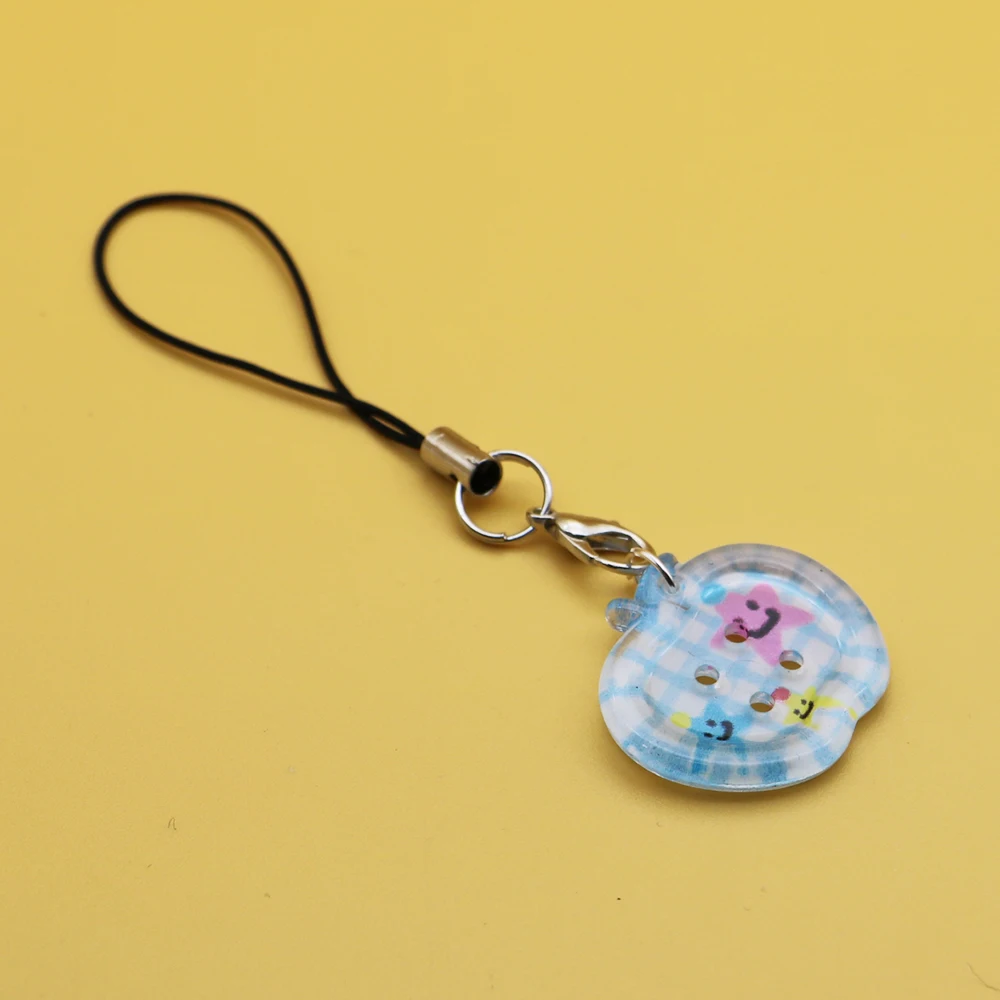 Unique INS Button Apple Keychain Pendants Transparent Printed Phone Charms Cute Bag Phone Case Lanyard Accessories for Gifts – Detail 5
