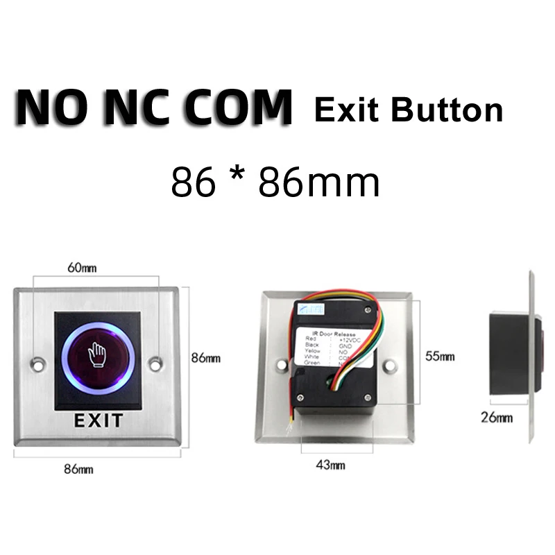 Infrared induction No Touch Exit Button Release Switch Opener NO COM NC LED Ligh