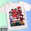 Summer Kid 2 3 4 5 6 7 8 9 Spider Man and His Friends Birthday White Shirt Spider-Man Customized Name Birthday Party Boy T-shirt 1