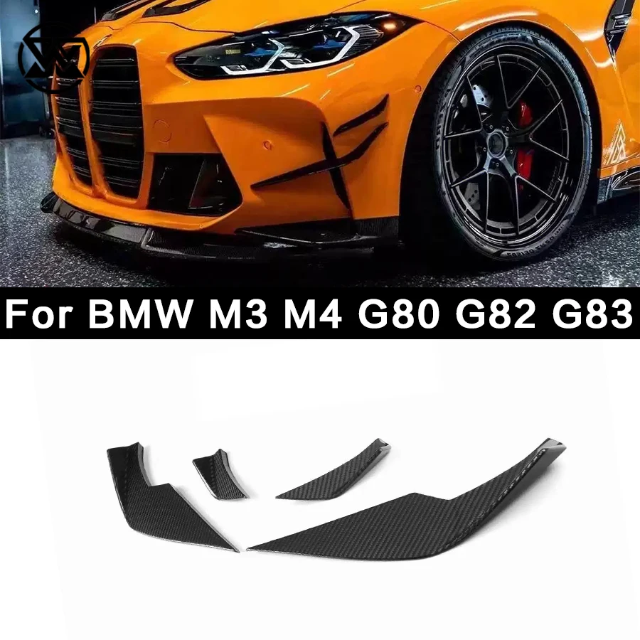 BMW용 건식 탄소 섬유 전면 측면 에어 벤트 핀 스포일러 트림, 2021-2024 ..