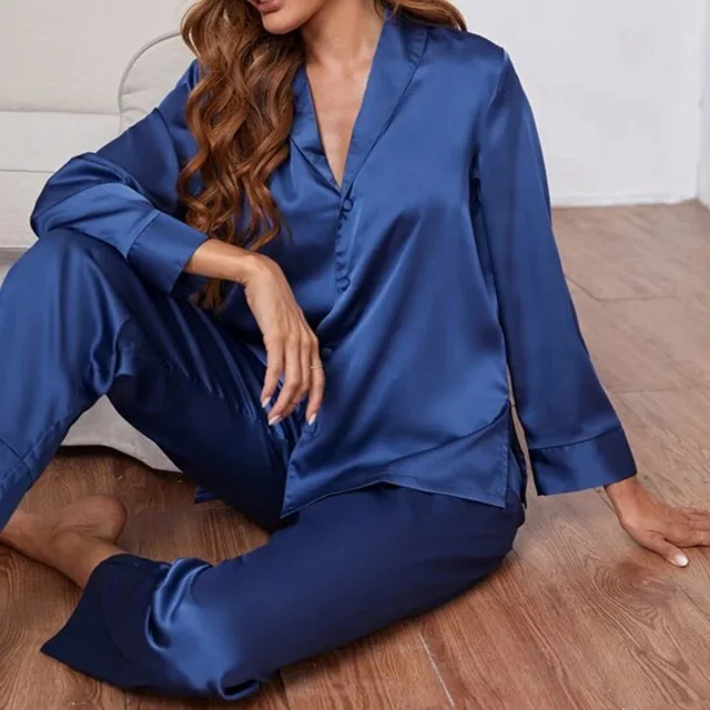 طقم ملابس نوم فضفاضة بأكمام طويلة، بدلة بيجامة مري...