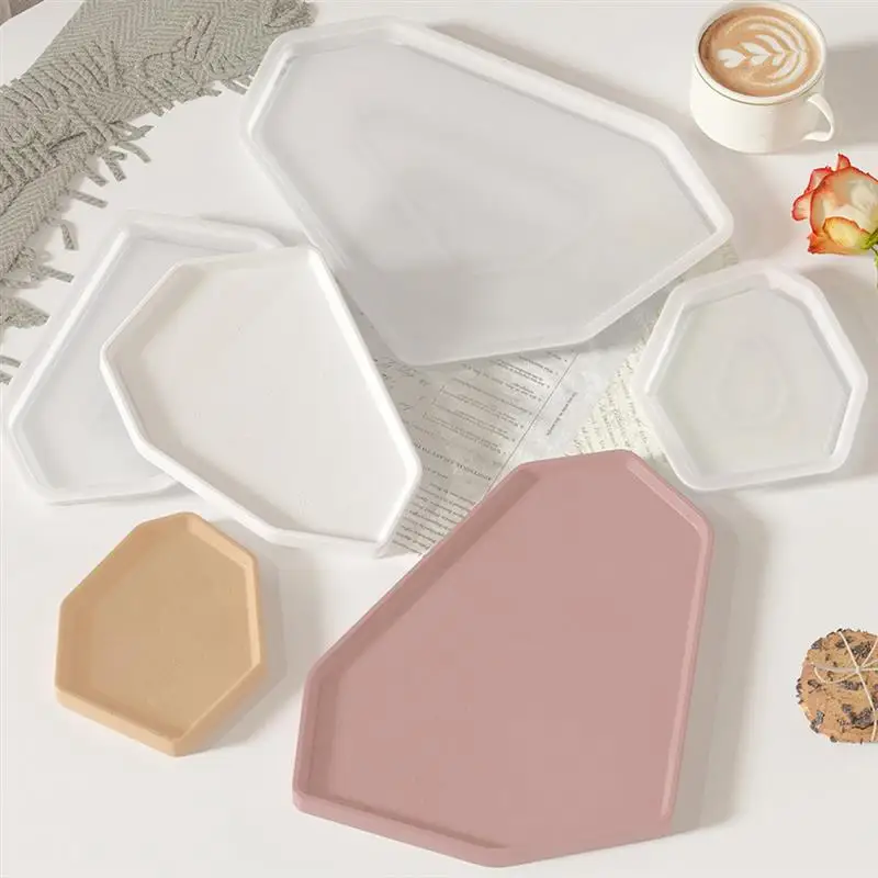 Irregular Tray Concrete Cement Silicone Molds Handmade Jewelry Display Storage Plate Gypsum Paster Mould Polygon Pan Resin Mold