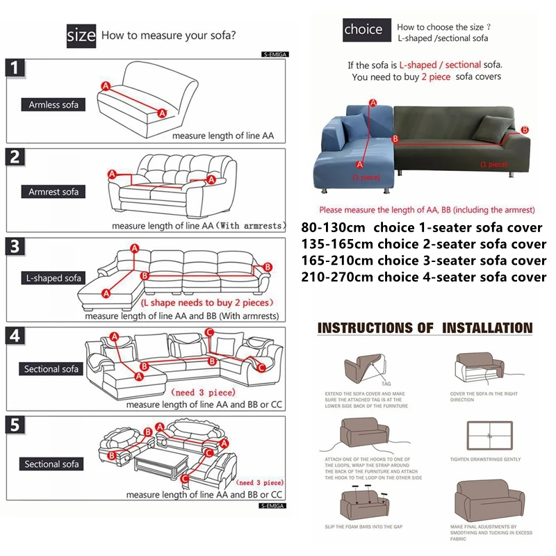 Waterproof Jacquard Sofa Cover for Lvingroom Bedroom L Shape Adjustable Couch Cover 1/2/3/4 Seate Elastic Slipcover Sofa Cover 2