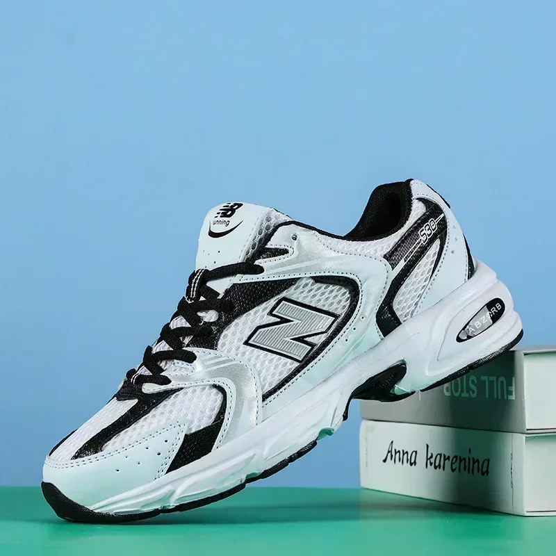 Women Mesh Flat Shoes Autumn New Fashion Tennis Women Fashion Thick Soled Lace Up Casual Breathable White and Black Sneakers 2