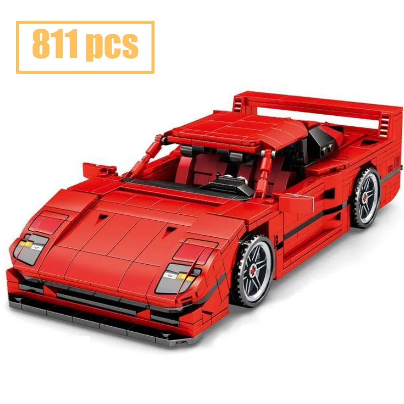 

New pull-back building blocks F40 red sports car racing model assembled building blocks boys and girls Christmas birthday gift