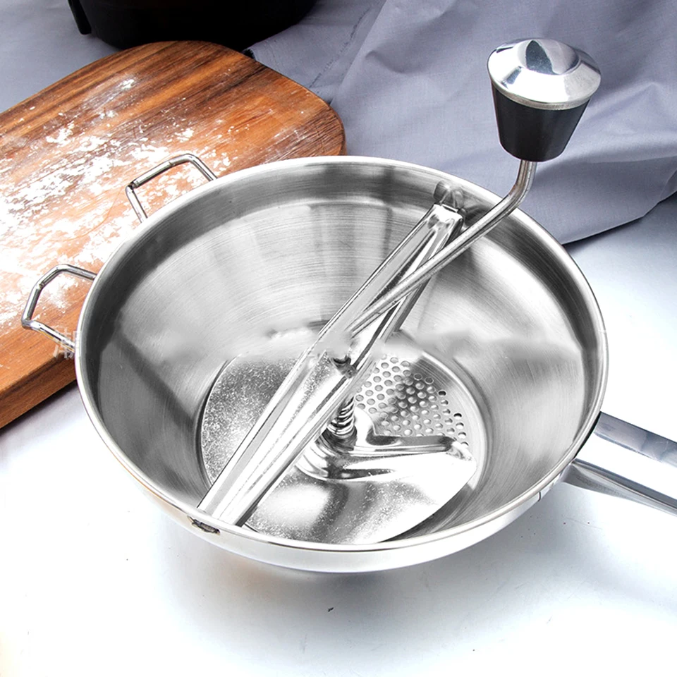 Moulin à Aliments Ergonomique En Acier Inoxydable Avec 3 Disques De Broyage Poign E Broyage Et Bol Rotatif Pour Sauce Tomate Compote Pommes Pur E Pu