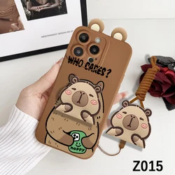 Custodia per telefono Capybara Cartoon 3D con orecchie e laccetto ajustabile