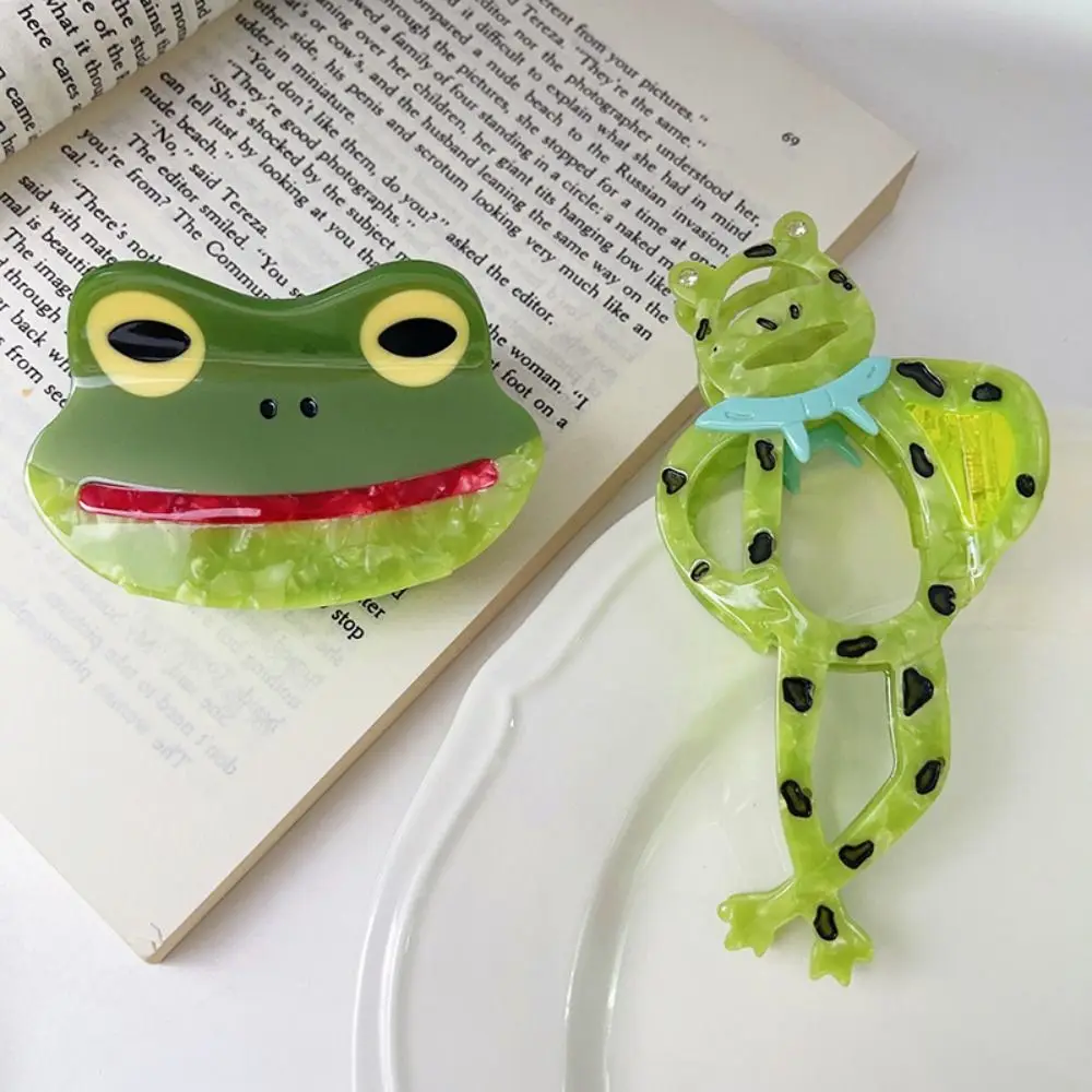 

Cute Frog Hair Clip Hair Accessories Green Funny Ponytail Hairpin Cartoon Acetate Shark Hairpin Girls