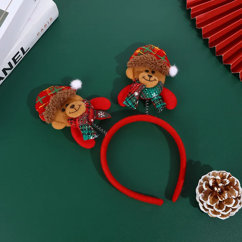Fashion Christmas Red Bows Headbands Women Girl Classic Elastic Reindeer Antler Santa Hair Hoop Headbands Xmas Party Accessories