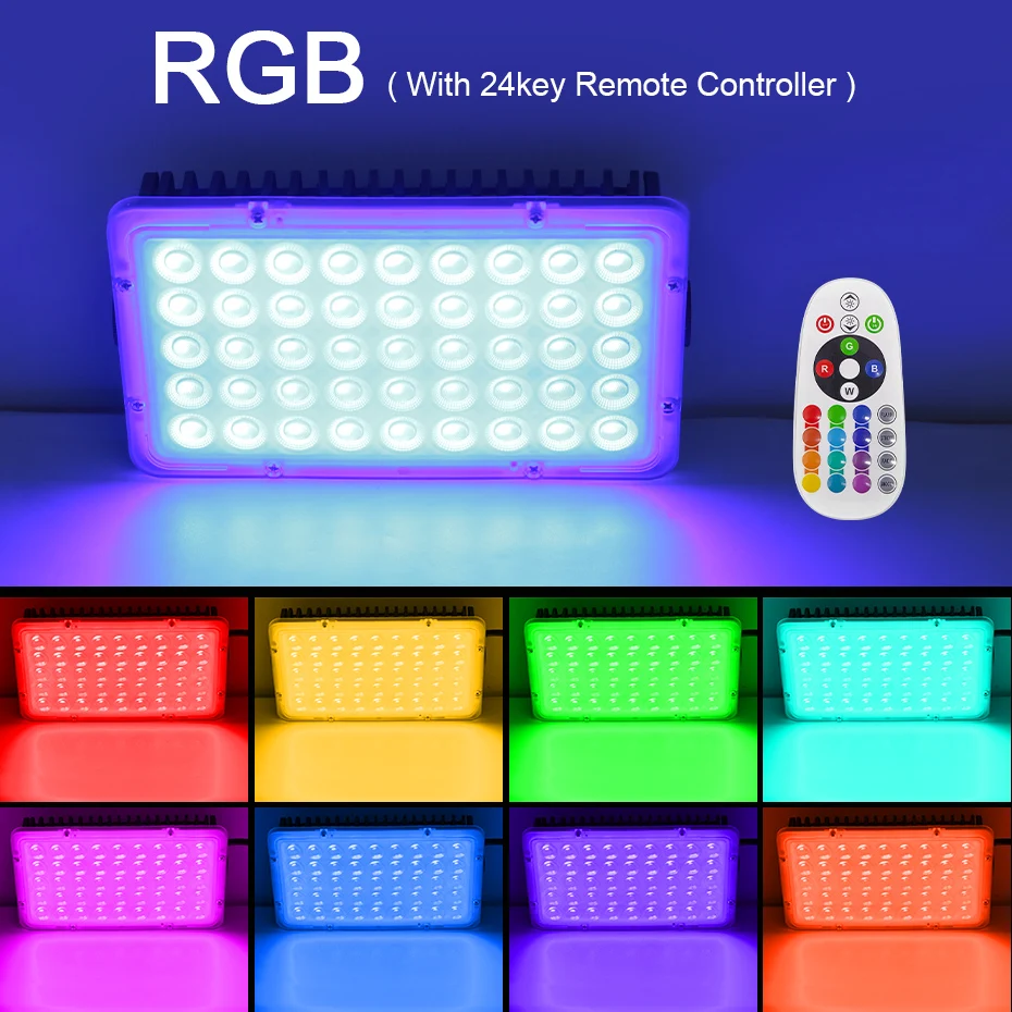 RGB 투광 조명, AC 220V LED 투광 조명, IP66 방수 LED 스포트라이트 프로젝터, 야외 조명 장식, 50W, 100W, 200W