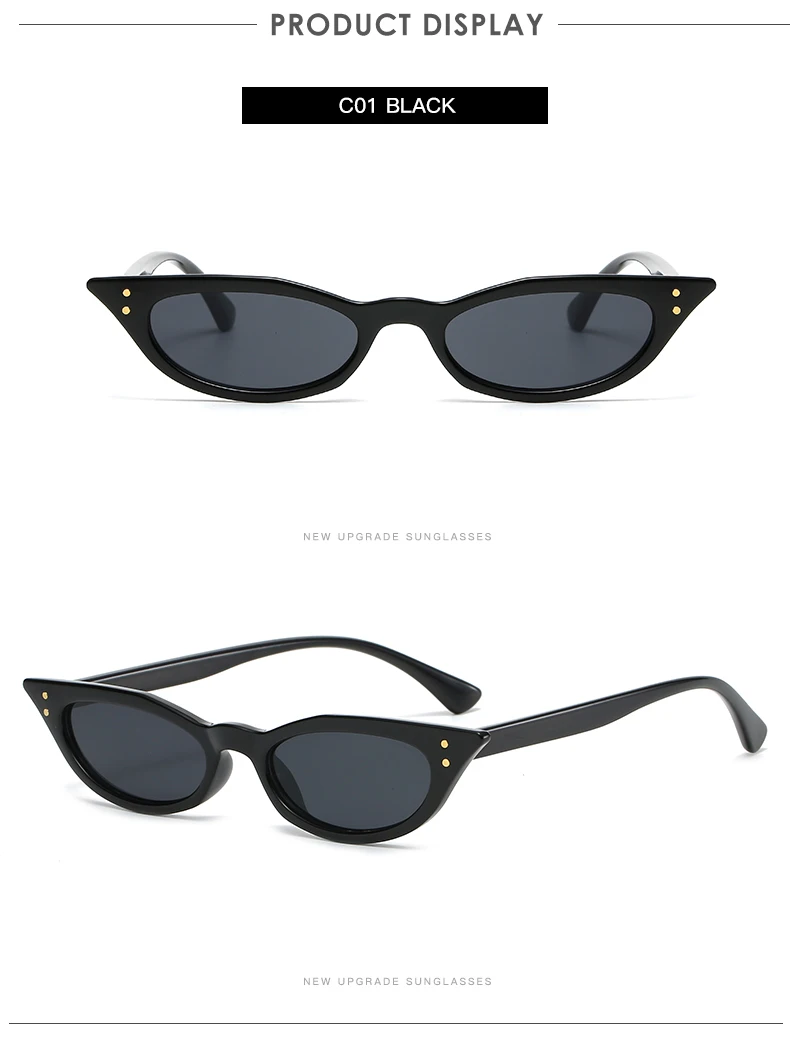 Schutzbrille Cat Eye Sonnenbrille Frauen Niet Design Schmale Dreieck Sonnenbrille Weibliche Schwarz Shades Streetwear Brillen – Detail 5