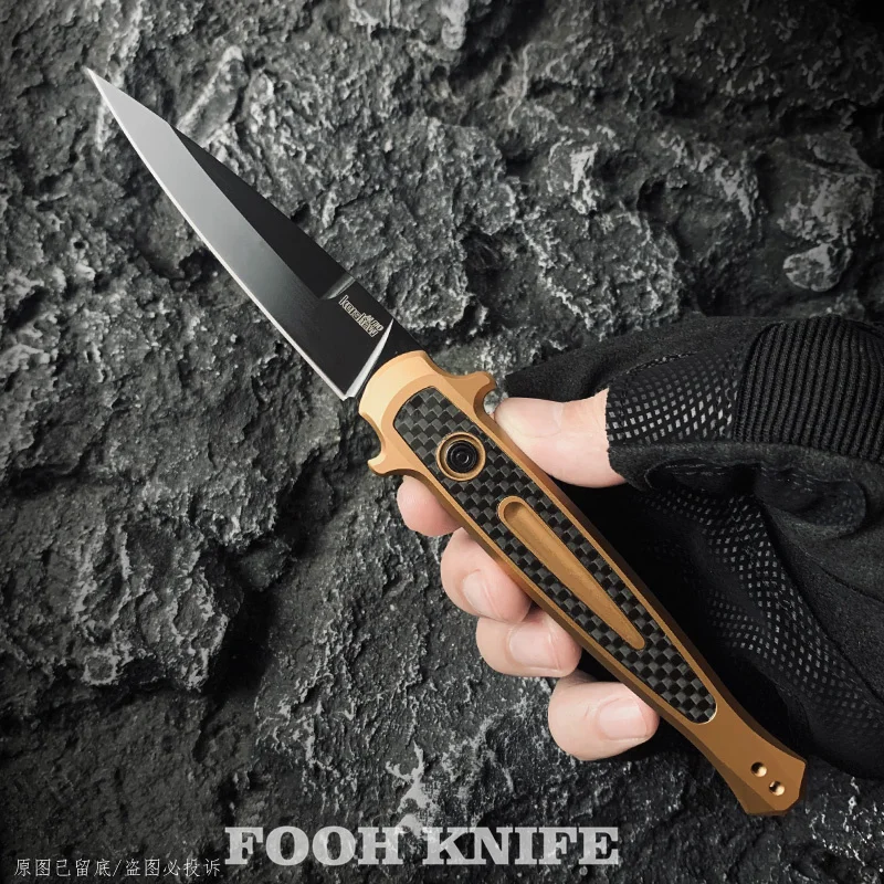 

Kershaw Knives 7150 LAUNCH 8 Folding Blade Pocket Knife Quick-Tech Carbon Fiber Handle EDC Self Defense Pocketknife FOOH KNIFE