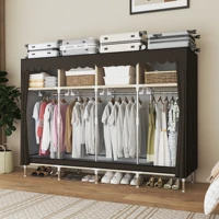 Placard de garde-robe portable autoportant avec 8 espaces de rangement pour familles, chambres à coucher, maisons de location, système d'organisation pour l'intérieur 4