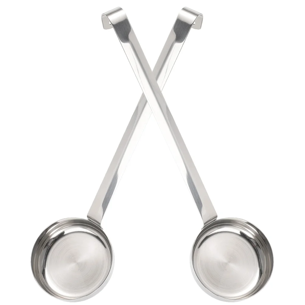 2 Pcs Stainless Steel Pizza Sauce Spoon Ketchup Spread Ladle Metal Handle Kitchen Multifunctional Flat Bottom