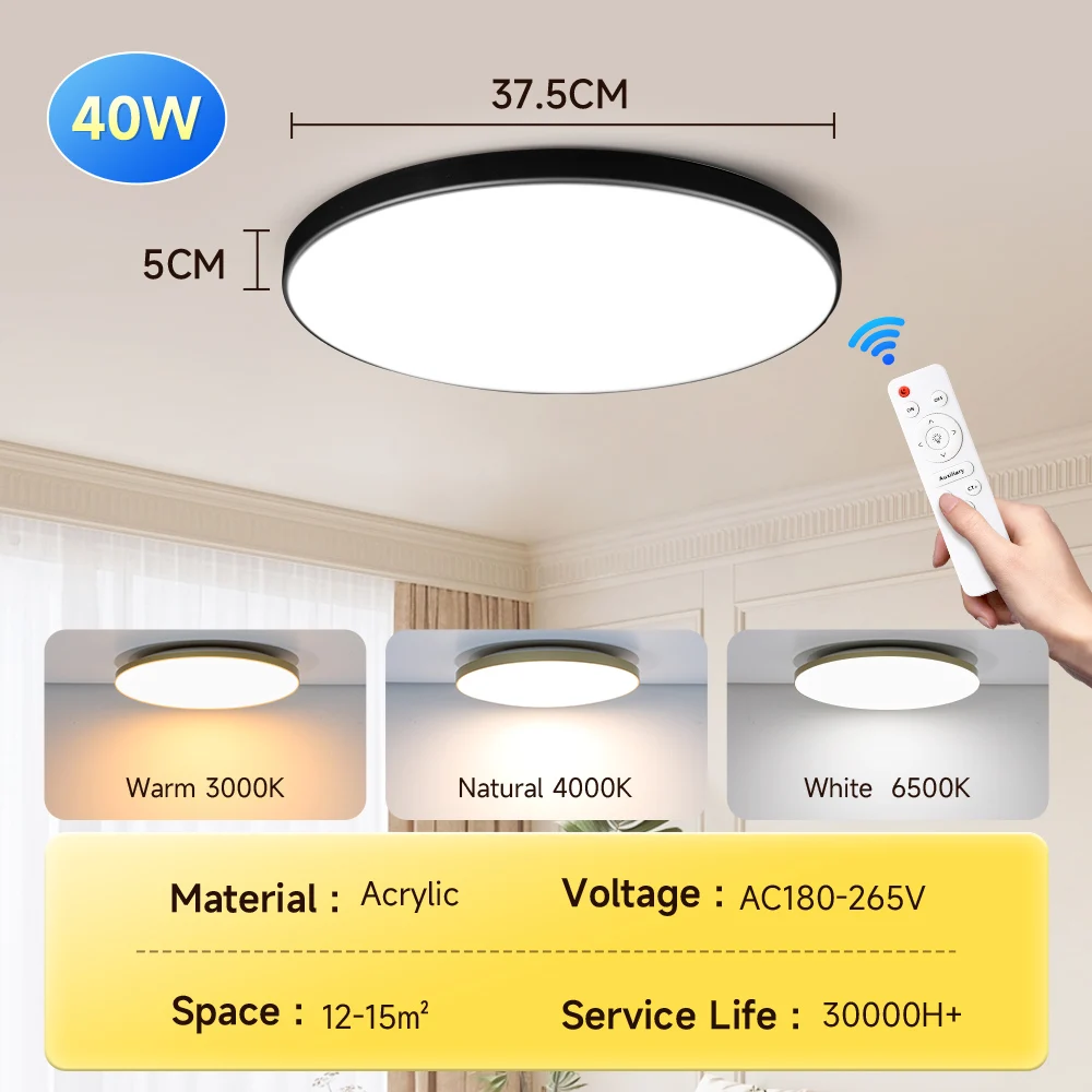 Enhanced Multicolor Dimmable LED Ceiling Lamp with Remote Control