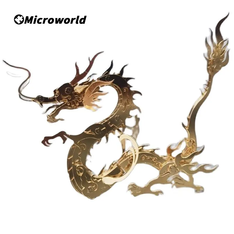 Microworld 3D Metal Puzzle Chinese Zodiac Dragon Model Kits DIY Laser Cut Assemble Jigsaw Toys Birthday Gifts For Adult Teen Kid 3