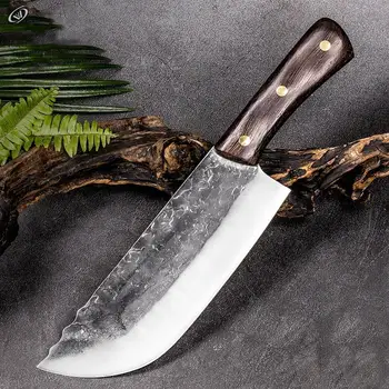 Couteau à couperet forgé couteau de boucher pleine Tang 5CR15mov couteau en acier inoxydable couteau à trancher tranchant couteau de boucher pour hacher la viande 1