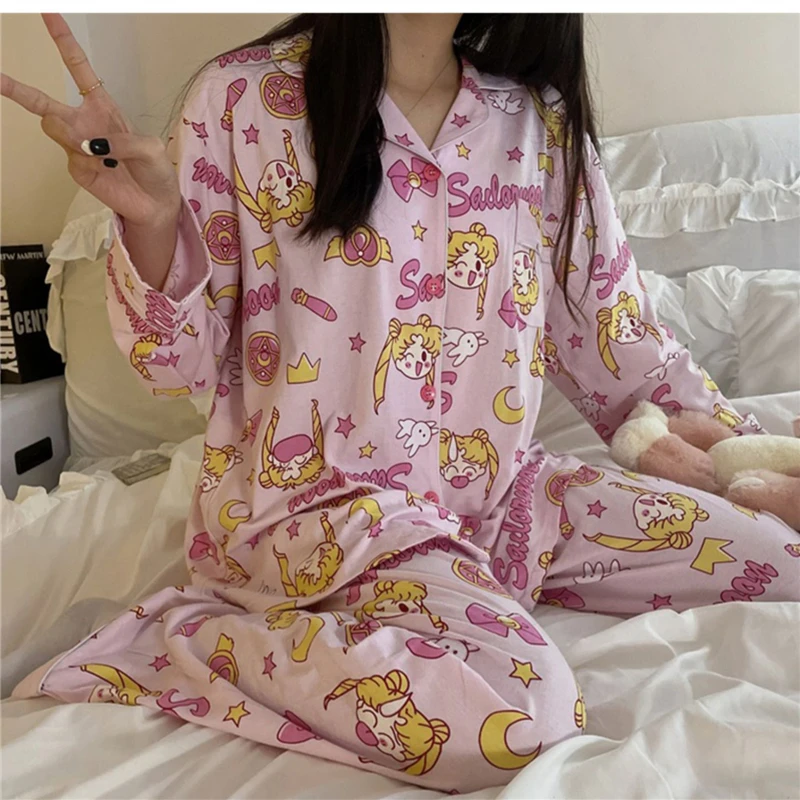 Kawaii Sailor Moon pigiama Anime Tsukino Usagi carino tutto-fiammifero  vestiti per la casa ragazza pigiama lungo 2 pezzi Set Loungewear ragazza  regalo - AliExpress
