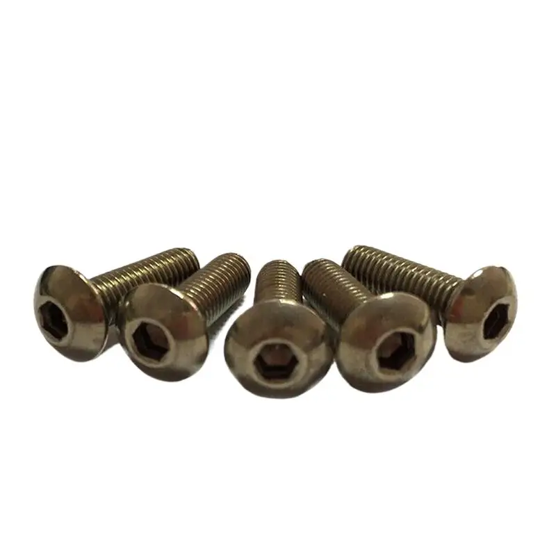 

50pcs/lot M5*L Pure Titanium button head socket screw titanium alloy small screw GR2 ISO7380 M5*8/10/12/14/16-/3035/40/45