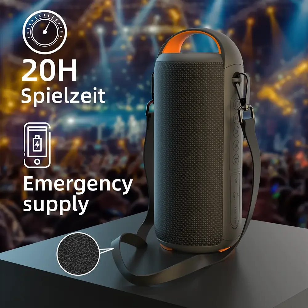 

360° Stereo Bluetooth Speaker 5200mAh HIFI Wireless Subwoofer with EQ Sound Effect RGB Light Support TF Card U Disk AUX Soundbox