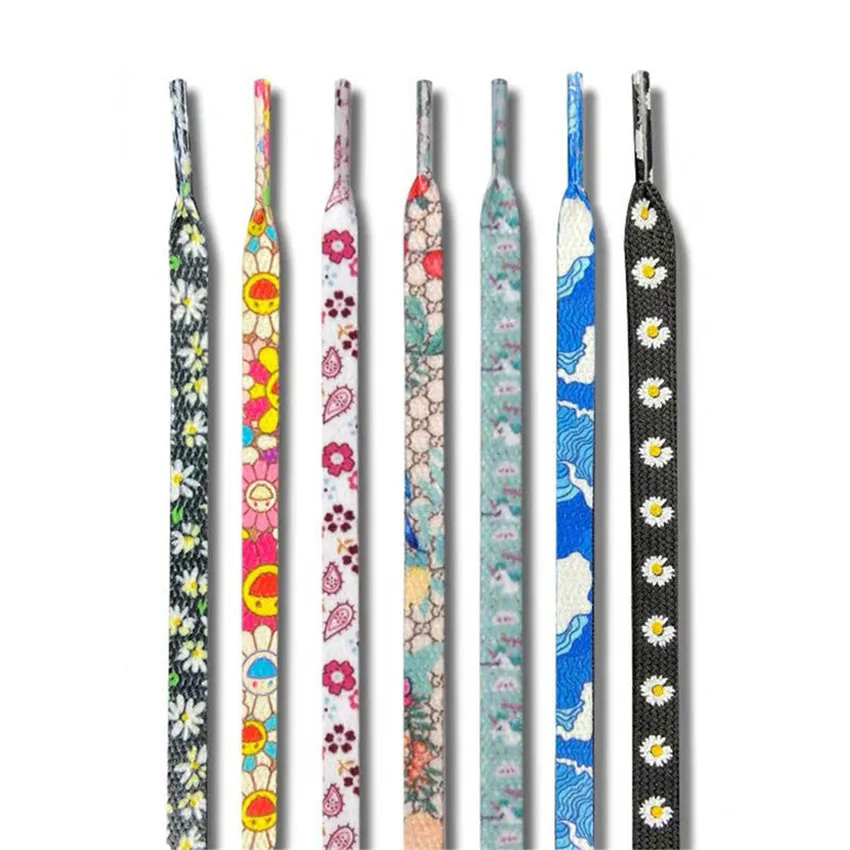 

Шнурки для обуви с подсолнухами для мужчин и женщин, холщовые шнурки с высоким берцем для кроссовок, с маленькими маргаритками