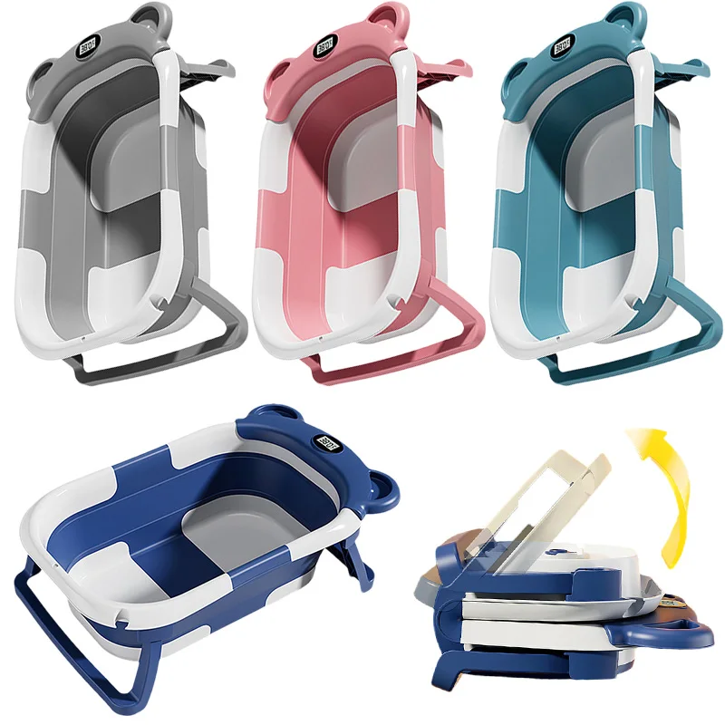 Folding Bathtub for Baby Bath Temperature Sensing Measurement Newborn Bathtub Household Bathroom Infant Care Shower Products Folding Bathtub for Baby Bath Temperature Sensing Measurement Newborn Bathtub Household Bathroom Infant Care Shower Products