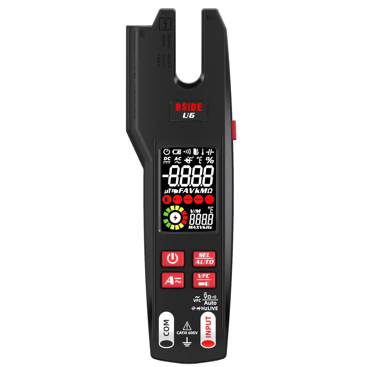 

BSIDE U6 Clamp Meter 600A AC DC Auto Digital Multimeter Current Hz Electrical Tester Non-contact Temperature Measurement